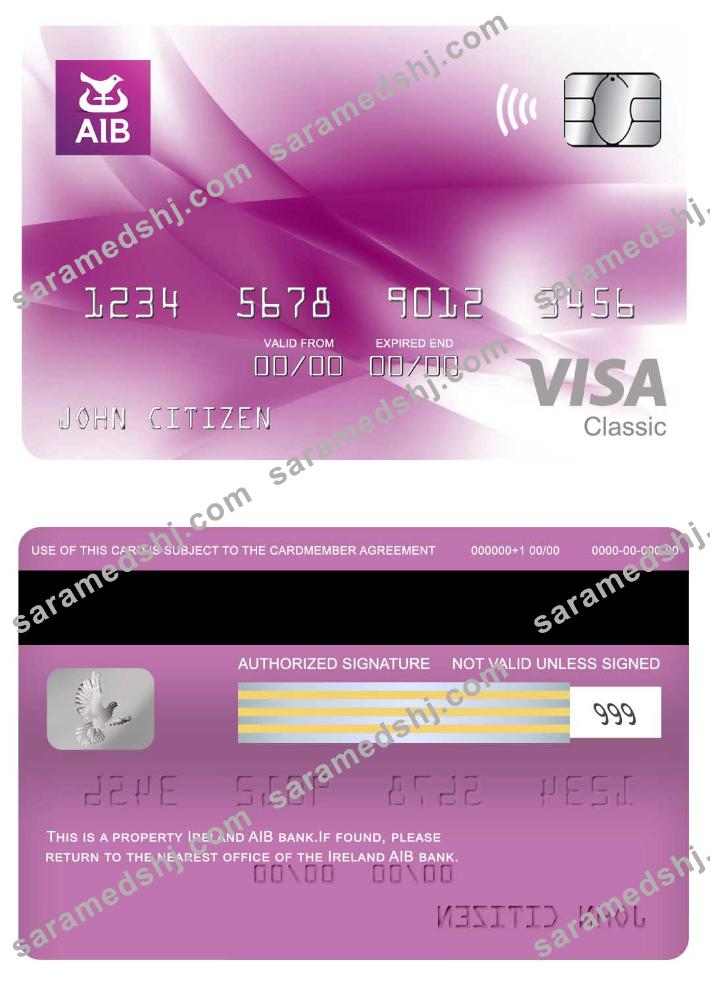 Ireland AIB bank visa classic card
